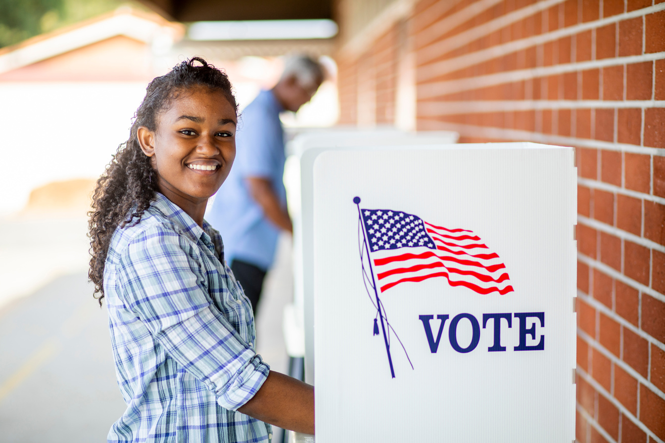 Beautiful Young Black Girl Voting